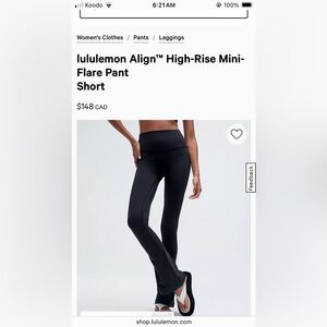 lululemon athletica Black High-Rise Mini-Flare Pants